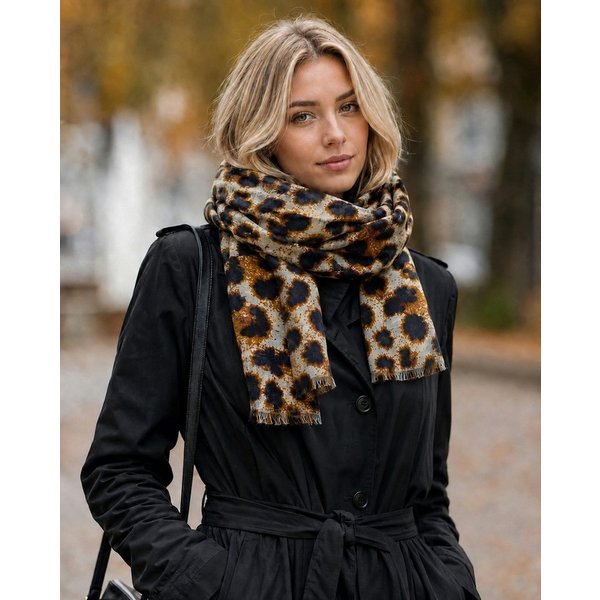 Ella Jonte Modeschal, leichter Leopardschal - Modisches Accessoire mit Animalprint - Viskose