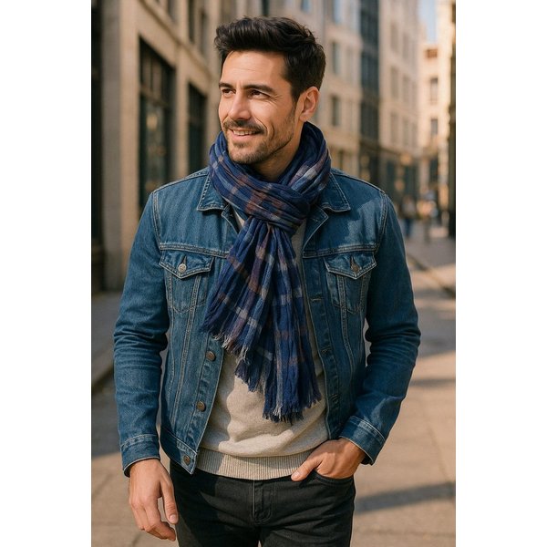 Ella Jonte Modeschal, weicher Herrenschal Casual-Style im Streifen-Design, 100% Viskose