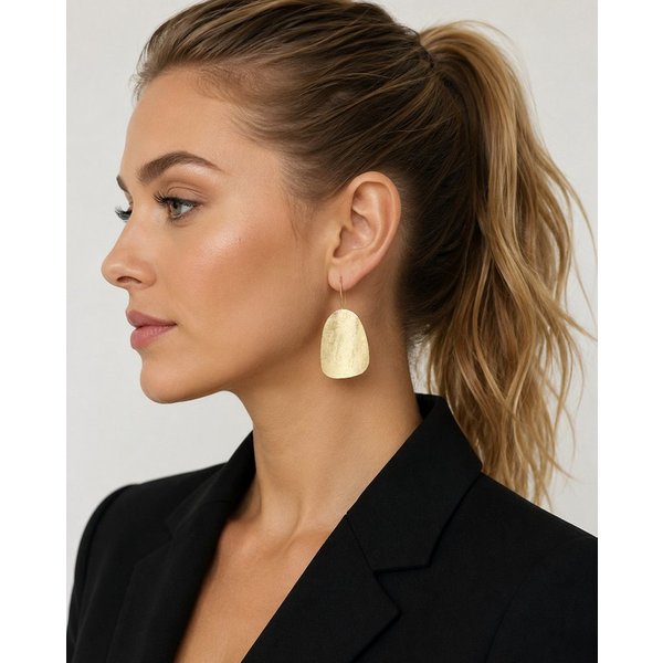 Ella Jonte Paar Ohrhänger, moderne goldfarbene Ohrringe mit eleganter Struktur