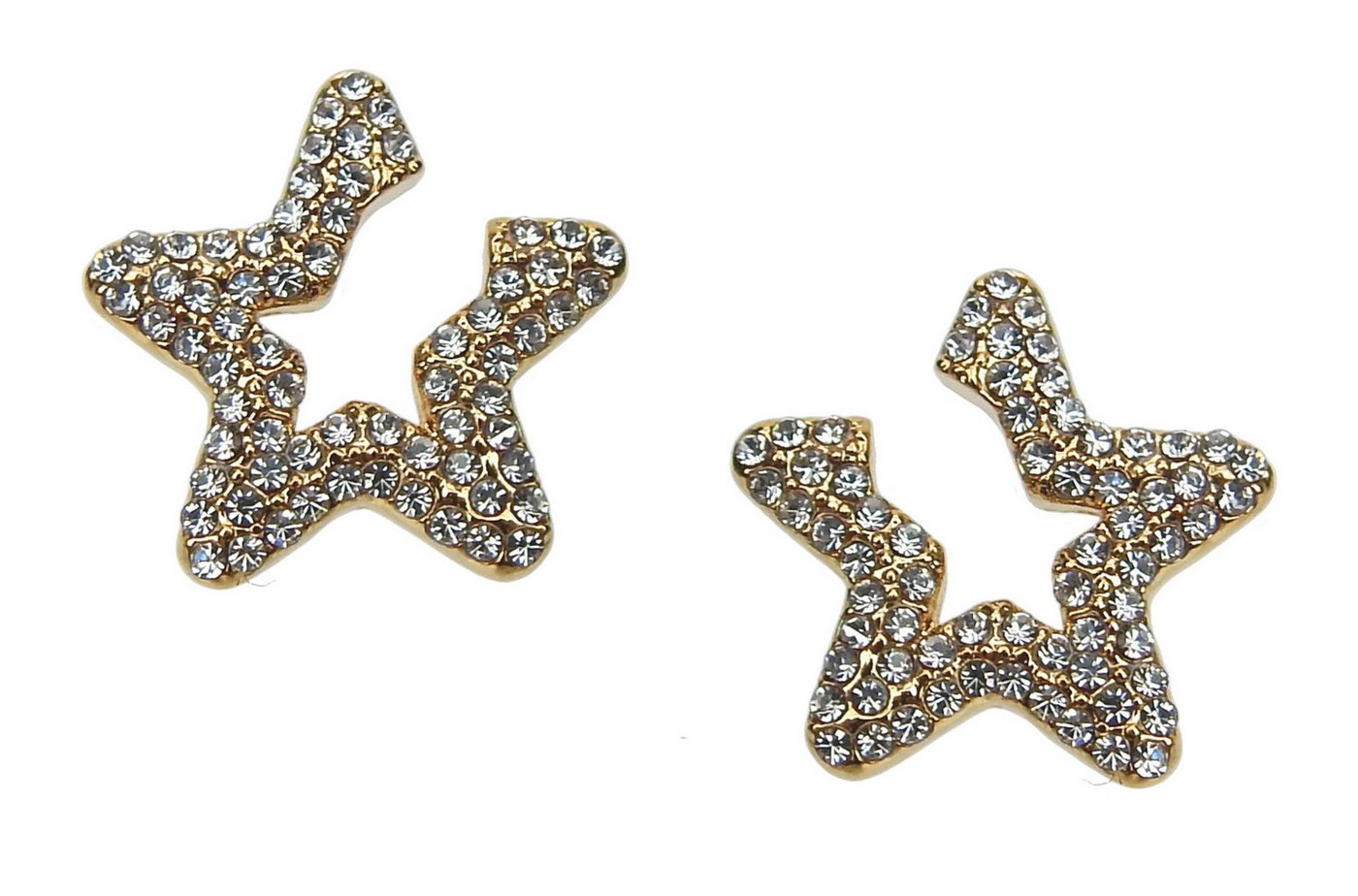 Ella Jonte Paar Ohrstecker, Maritime Ohrringe im 3er-Set – Goldfarben mit funkelndem Strass – Bild 2 von 3