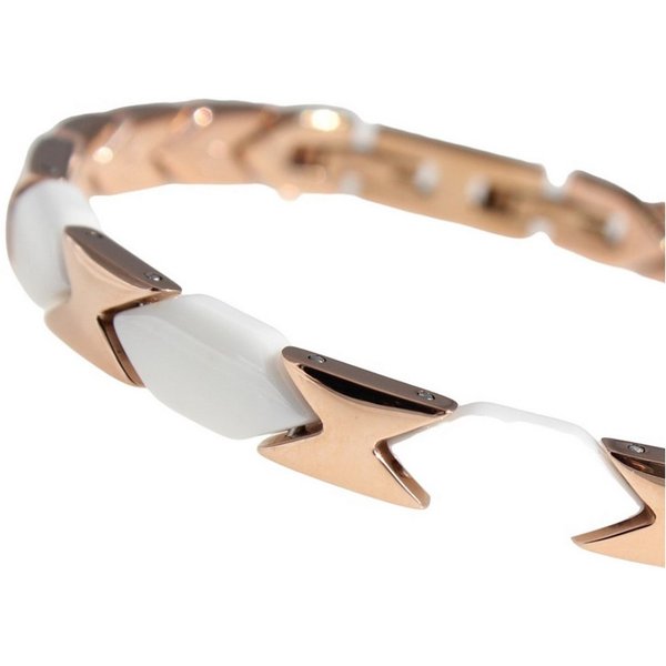 ELLAWIL Armband Klassisches Basic Gliederarmband aus Edelstahl Keramik Weiß/Rose-Gold (Edelstahl/Keramik, Armbandlänge 20 cm), inklusive Geschenkschachtel