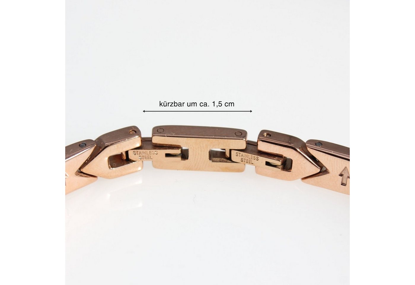 ELLAWIL Armband Klassisches Basic Gliederarmband aus Edelstahl Keramik Weiß/Rose-Gold (Edelstahl/Keramik, Armbandlänge 20 cm), inklusive Geschenkschachtel – Bild 3 von 5