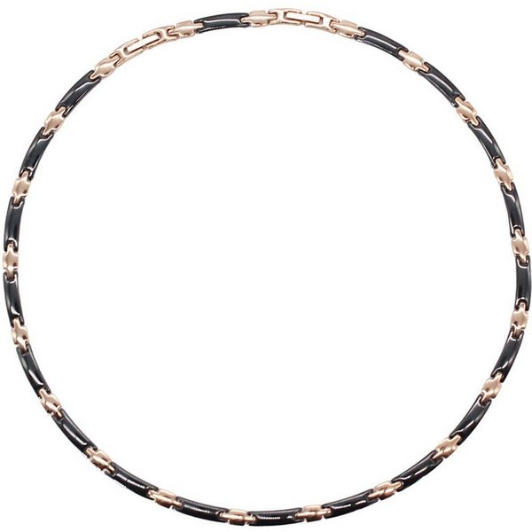 ELLAWIL Collier Collier / Halskette Damenkette Collierkette Gliederkette Kette (aus schwarzer Keramik mit rosegoldfarbener Edelstahl, Kettenlänge 50 cm, Breite