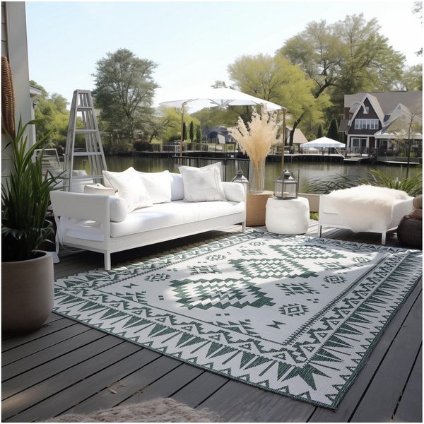 ELLE DECORATION Teppich Dynamic, Wendeteppich, rechteckig, Höhe: 5 mm, Flachgewebe, In-& Outdoor, Modern, wendbar, Balkon, Wohnzimmer, Außen