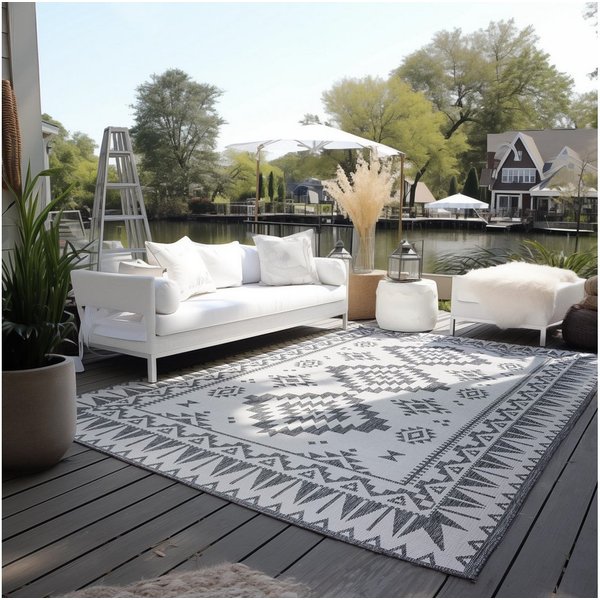 ELLE DECORATION Teppich Dynamic, Wendeteppich, rechteckig, Höhe: 5 mm, Flachgewebe, In-& Outdoor, Modern, wendbar, Balkon, Wohnzimmer, Außen