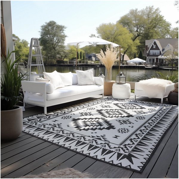 ELLE DECORATION Teppich Dynamic, Wendeteppich, rechteckig, Höhe: 5 mm, Flachgewebe, In-& Outdoor, Modern, wendbar, Balkon, Wohnzimmer, Außen