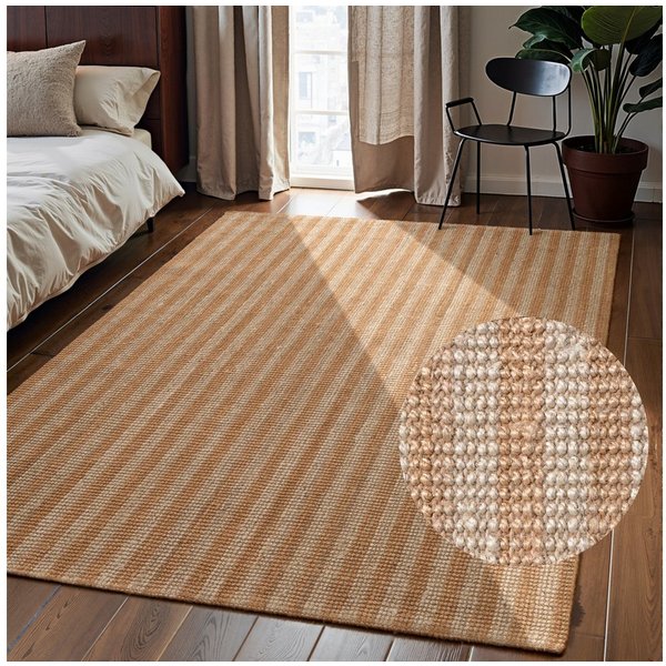 ELLE DECORATION Teppich Juteteppich Amber, rechteckig, Höhe: 10 mm, Jute, Natur, Wohnzimmer, Esszimmer, Schlafzimmer, Flur, Modern, Boho