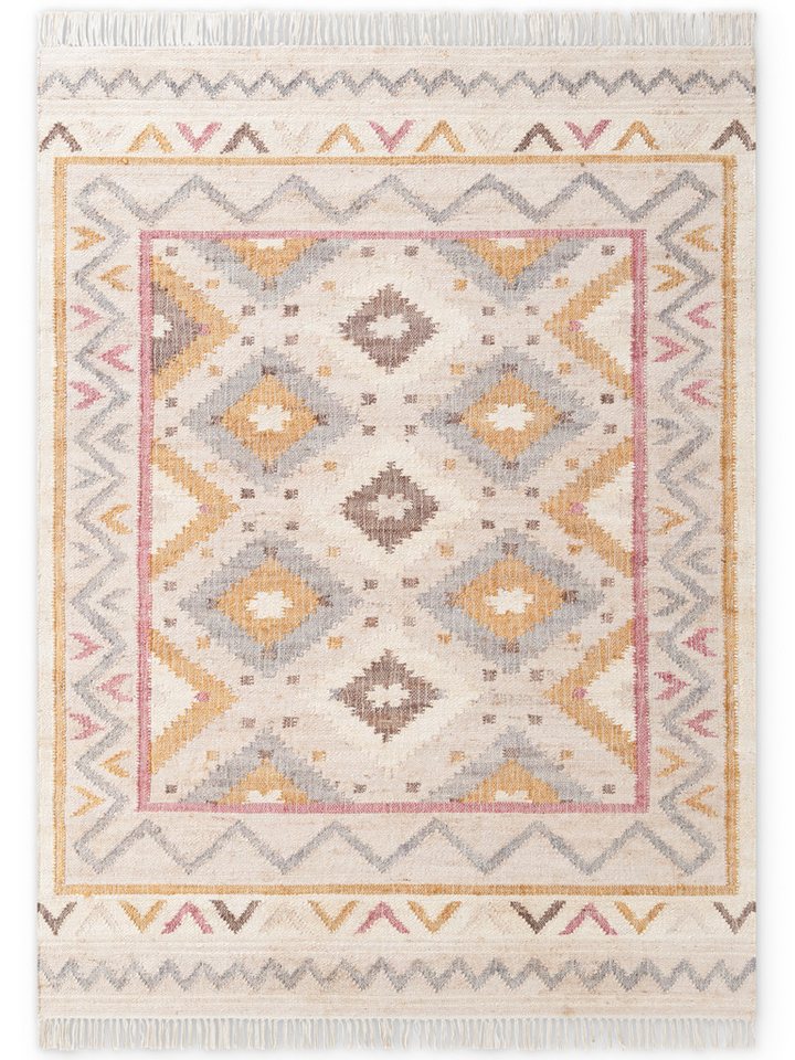 ELLE DECORATION Teppich Kelim Imani, rechteckig, Höhe: 3 mm, Jute, Baumwolle, Natur, Handgewebt, Kelim, orientalisch, Boho – Bild 4 von 5
