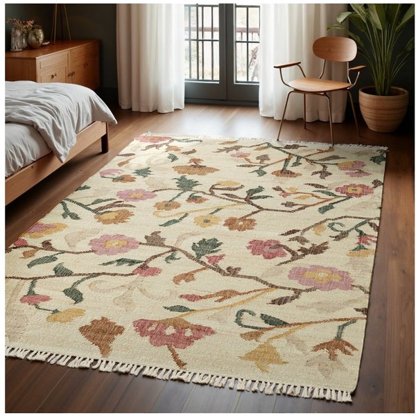 ELLE DECORATION Teppich Kelim Violette, rechteckig, Höhe: 3 mm, Jute, Baumwolle, Natur, Handgewebt, Kelim, orientalisch, Boho