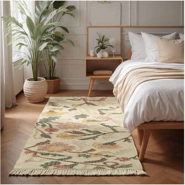 ELLE DECORATION Teppich Kelim Violette, rechteckig, Höhe: 3 mm, Jute, Baumwolle, Natur, Handgewebt, Kelim, orientalisch, Boho