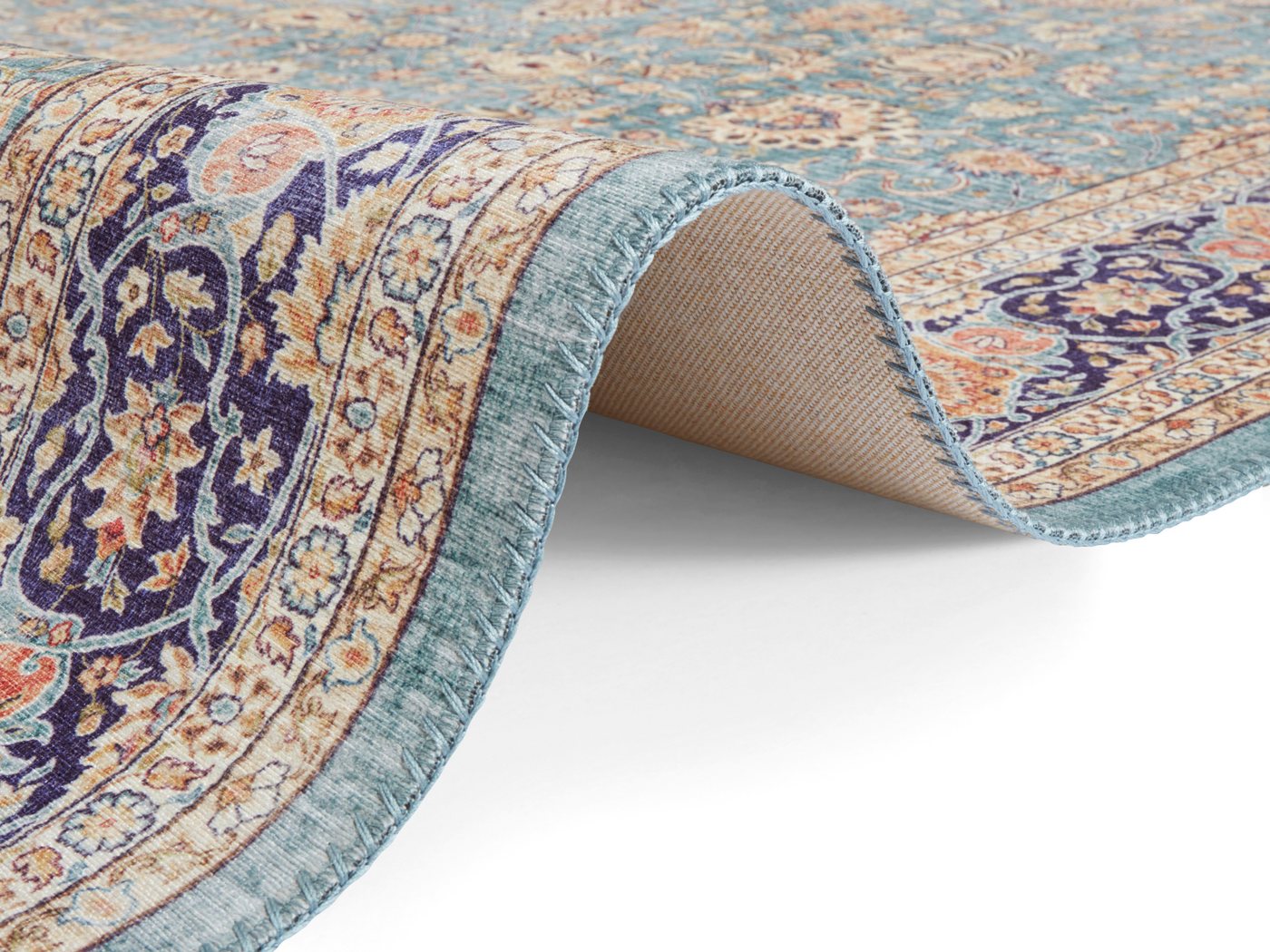ELLE DECORATION Teppich Keshan Maschad, rechteckig, Höhe: 5 mm, Orientalisch, Läufer, Kurzflor, Vintage, Wohnzimmer, Schlafzimmer – Bild 5 von 5