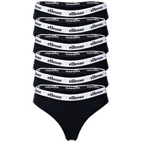 ELLESSE ellesse Damen Strings, 6er Pack - HILLAR, Unterwäsche, Cotton Stretch, Logobund, Größe XL in Schwarz