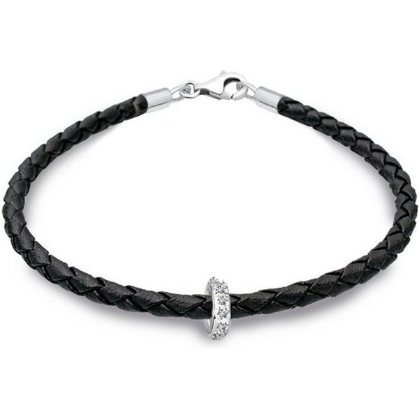 Elli Armband Leder mit Bead 925 Silber, mit Kristallen von Swarovski® (kein Set, 1-tlg)