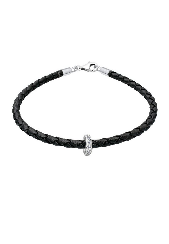 Elli Armband Leder mit Bead 925 Silber, mit Kristallen von Swarovski® (kein Set, 1-tlg) – Bild 2 von 3