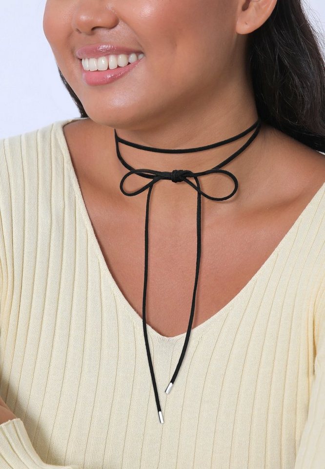 Elli Choker Choker Velour Leder Schwarz 925 Silber – Bild 5 von 5