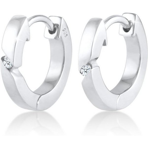 Elli DIAMONDS Paar Creolen Creolen Basic Diamant (0.03 ct) 925 Silber