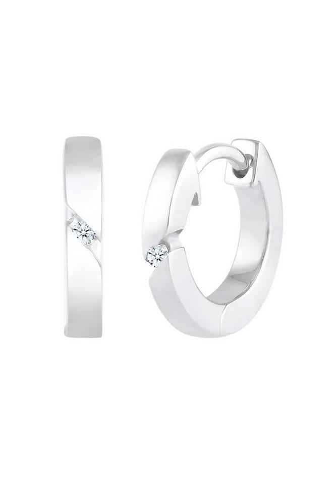Elli DIAMONDS Paar Creolen Creolen Basic Diamant (0.03 ct) 925 Silber – Bild 2 von 5