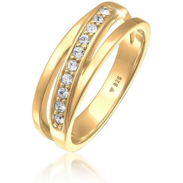 Elli Fingerring Bandring Wickelringmit Kristallen von Swarovski® 925 Silber