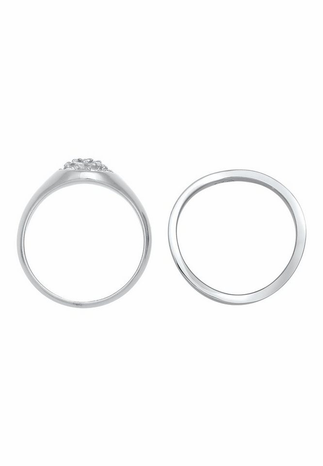 Elli Fingerring Siegelring Rose Basic Ring 2er Set 925 Silber – Bild 3 von 4