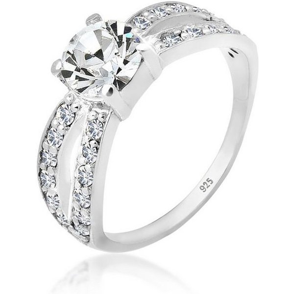 Elli Fingerring Solitär Glamourös 925 Silber, mit Kristallen von Swarovski®