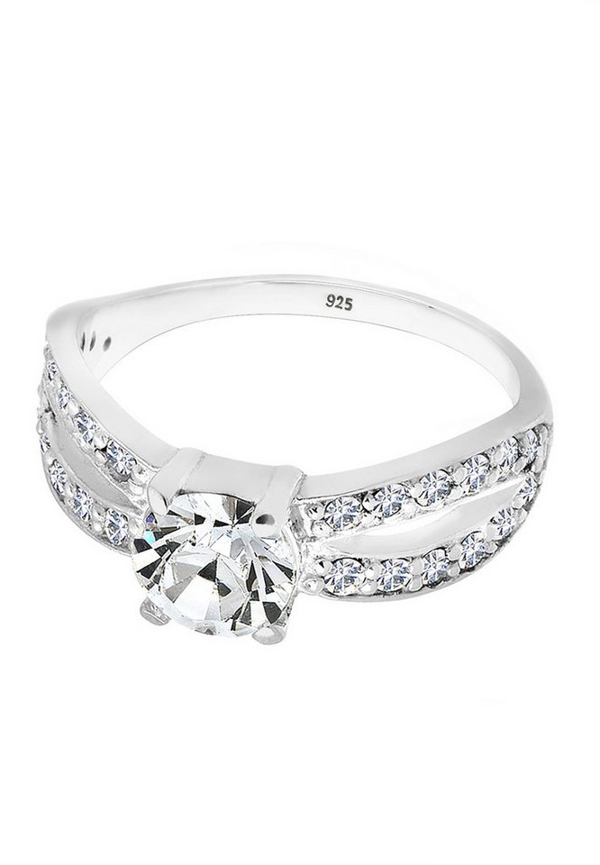 Elli Fingerring Solitär Glamourös 925 Silber, mit Kristallen von Swarovski® – Bild 2 von 4