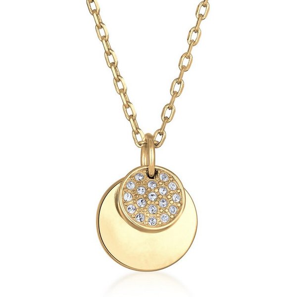 Elli Kette mit Anhänger Plättchen Kristalle Elegant Silberfarben, Plättchen