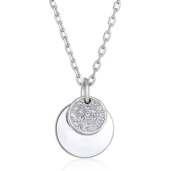 Elli Kette mit Anhänger Plättchen Kristalle Elegant Silberfarben, Plättchen