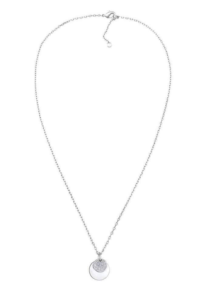 Elli Kette mit Anhänger Plättchen Kristalle Elegant Silberfarben, Plättchen – Bild 2 von 5