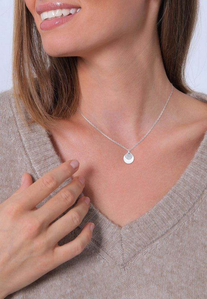 Elli Kette mit Anhänger Plättchen Kristalle Elegant Silberfarben, Plättchen – Bild 5 von 5
