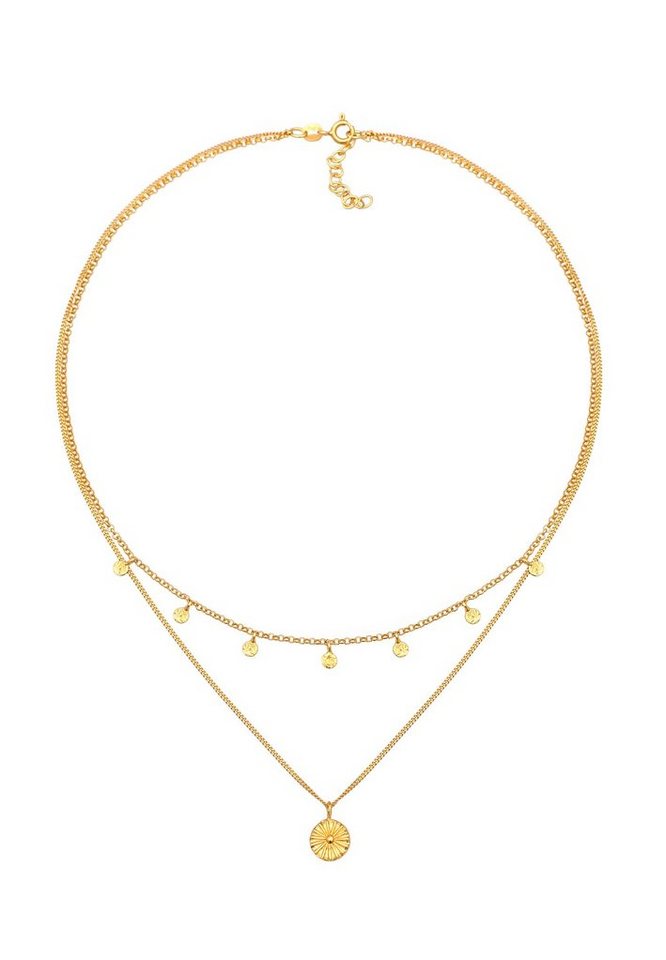 Elli Ketten-Set Layer Plättchen Disc Sonne 925 Silber, Plättchen – Bild 2 von 5