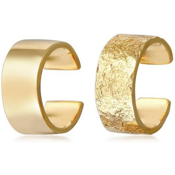 Elli Ohrklemmen-Set Earcuff Breit Basic Gehämmert 2er Set 925 Silber