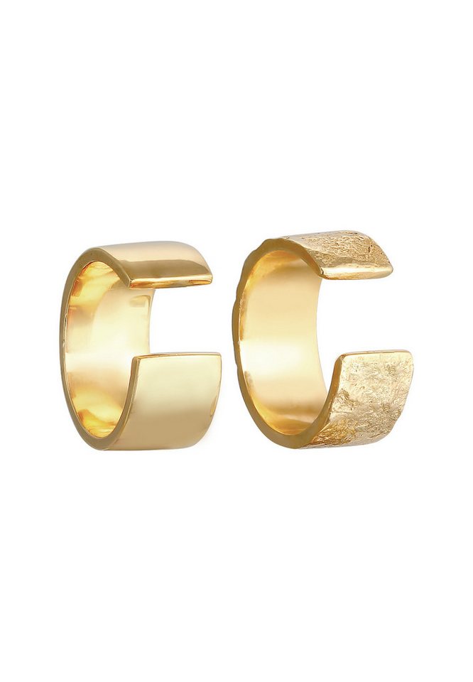 Elli Ohrklemmen-Set Earcuff Breit Basic Gehämmert 2er Set 925 Silber – Bild 4 von 5