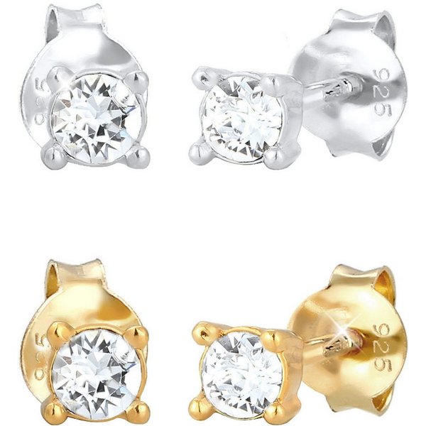 Elli Ohrstecker-Set Schmuck Geschenk Silber 925 Ohrringe (Set, 4-tlg), mit Glasstein