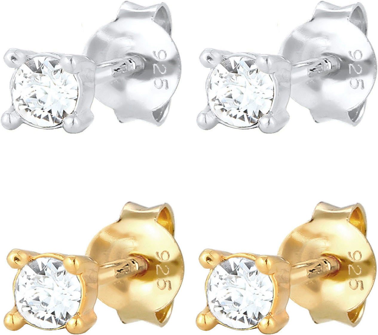 Elli Ohrstecker-Set Schmuck Geschenk Silber 925 Ohrringe (Set, 4-tlg), mit Glasstein – Bild 3 von 5
