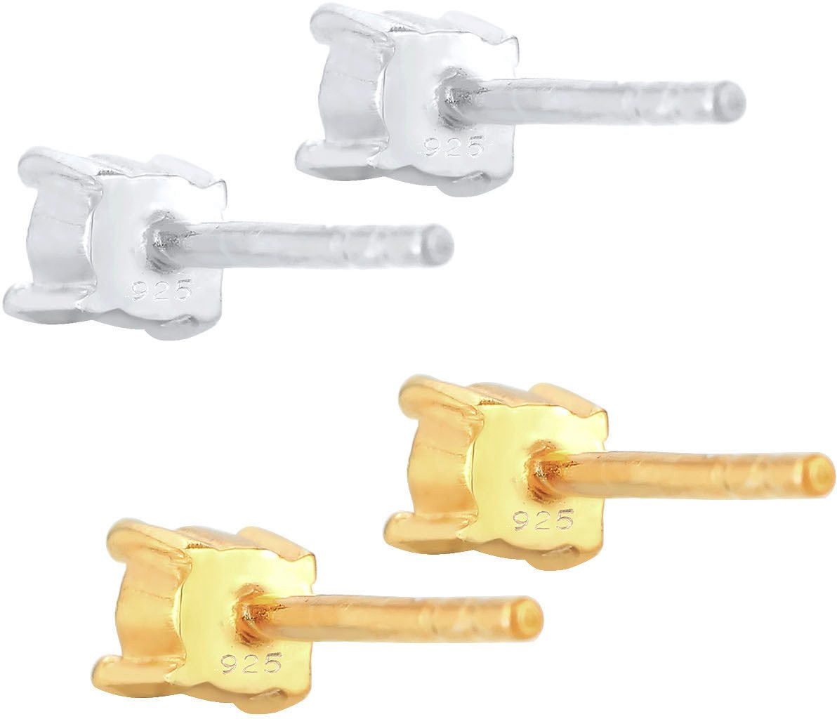 Elli Ohrstecker-Set Schmuck Geschenk Silber 925 Ohrringe (Set, 4-tlg), mit Glasstein – Bild 4 von 5