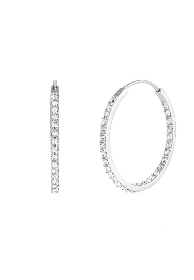 Elli Paar Creolen Creolen Funkelnd 925 Silber, mit Kristallen von Swarovski® – Bild 2 von 5
