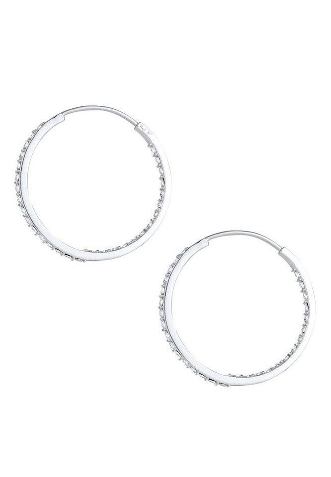 Elli Paar Creolen Creolen Funkelnd 925 Silber, mit Kristallen von Swarovski® – Bild 3 von 5