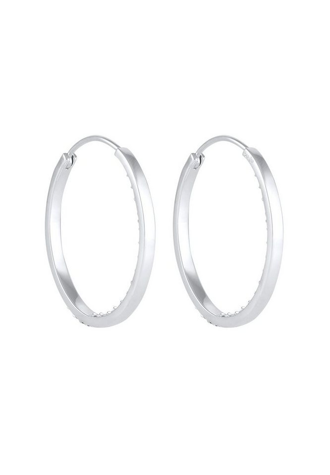 Elli Paar Creolen Creolen Funkelnd 925 Silber, mit Kristallen von Swarovski® – Bild 4 von 5