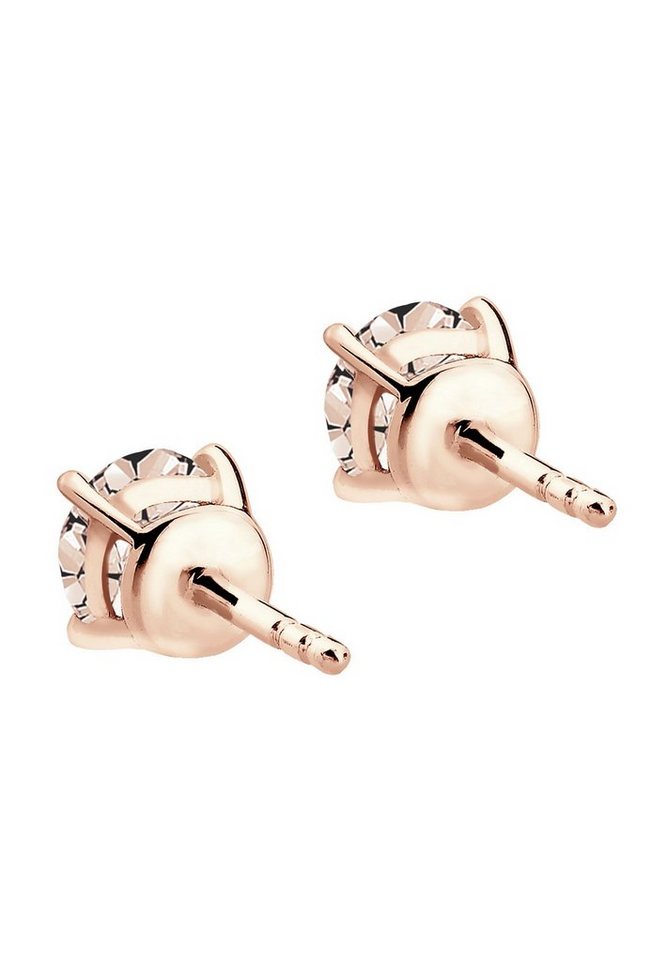 Elli Paar Ohrstecker Basic Rund Weiß 925 Silber, mit Kristallen von Swarovski® – Bild 5 von 5