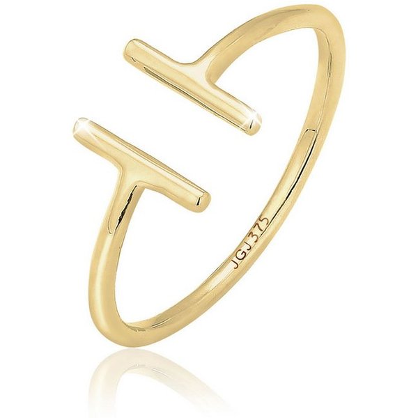 Elli Premium Fingerring Geo Trend Look Statement Offen 375 Gelbgold
