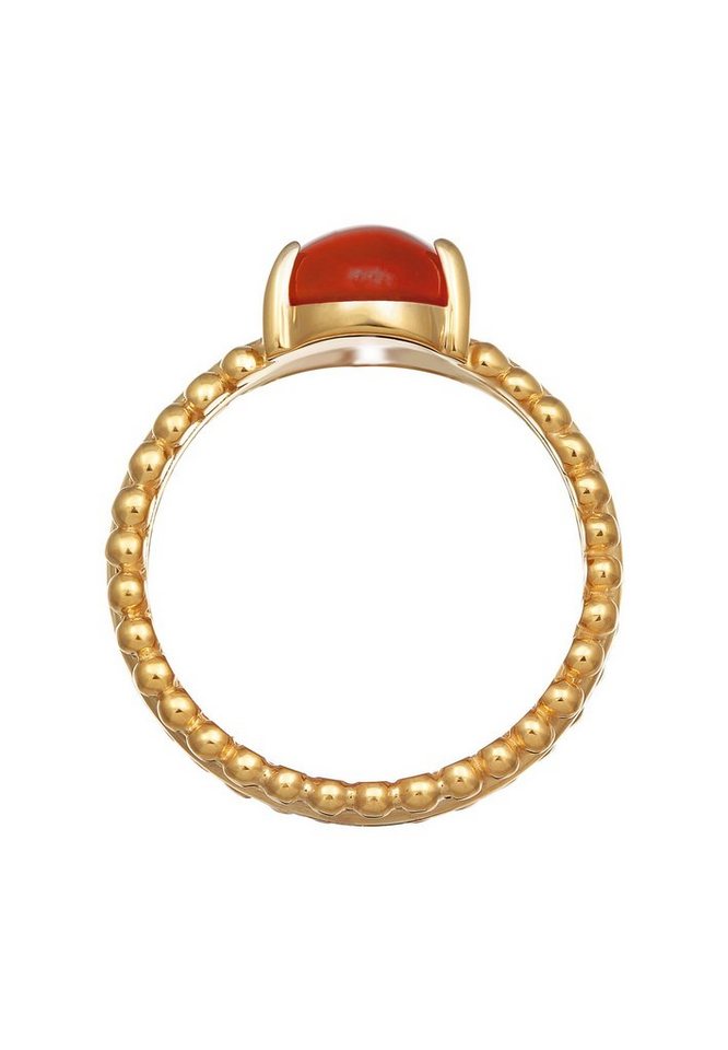 Elli Premium Fingerring Karneol Edelstein 925 Silber vergoldet, Kugel – Bild 3 von 5