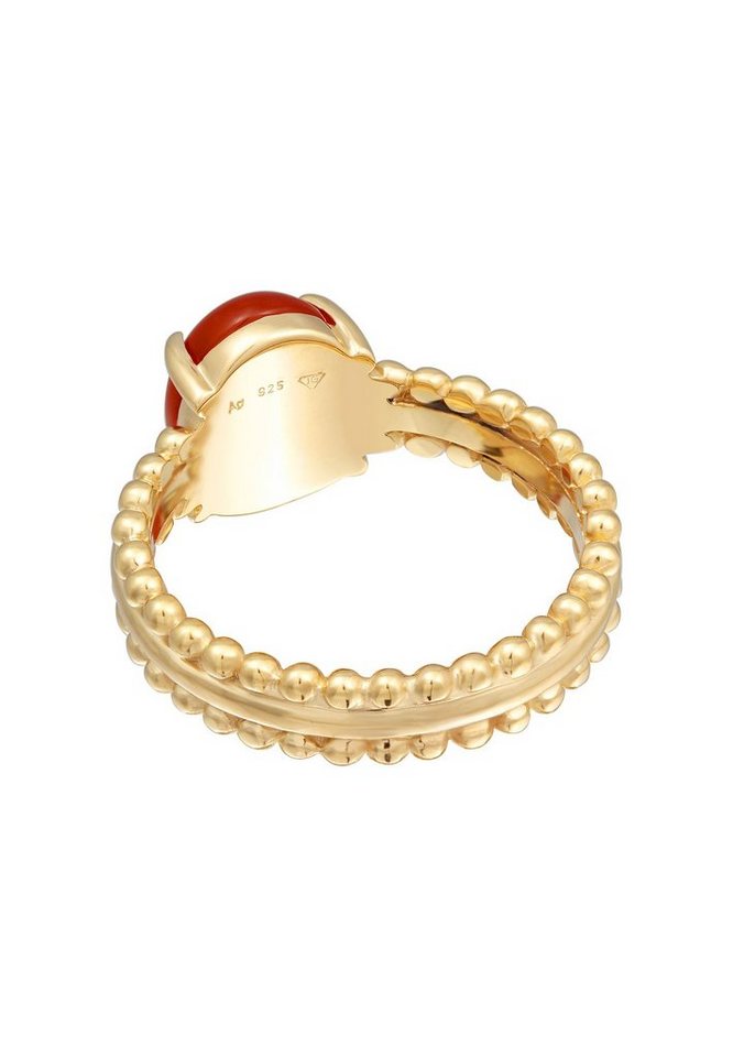 Elli Premium Fingerring Karneol Edelstein 925 Silber vergoldet, Kugel – Bild 4 von 5