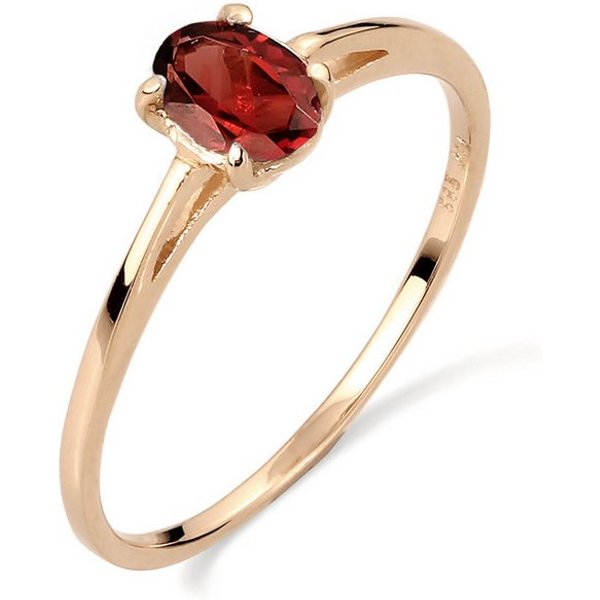 Elli Premium Fingerring Solitär Granat Dunkelrot 585 Gelbgold