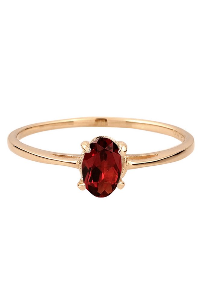 Elli Premium Fingerring Solitär Granat Dunkelrot 585 Gelbgold – Bild 2 von 5