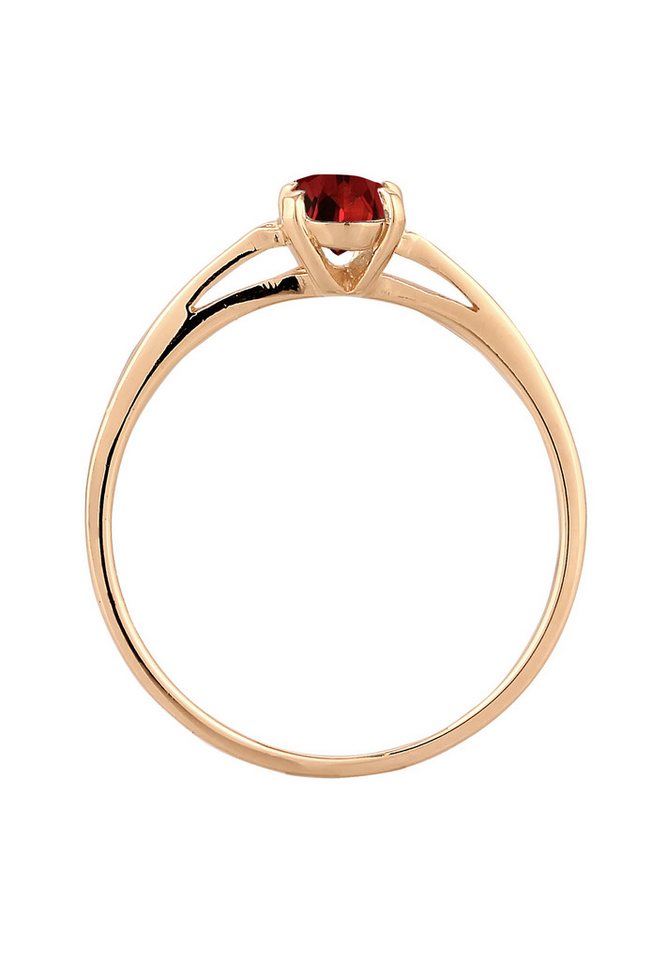 Elli Premium Fingerring Solitär Granat Dunkelrot 585 Gelbgold – Bild 3 von 5