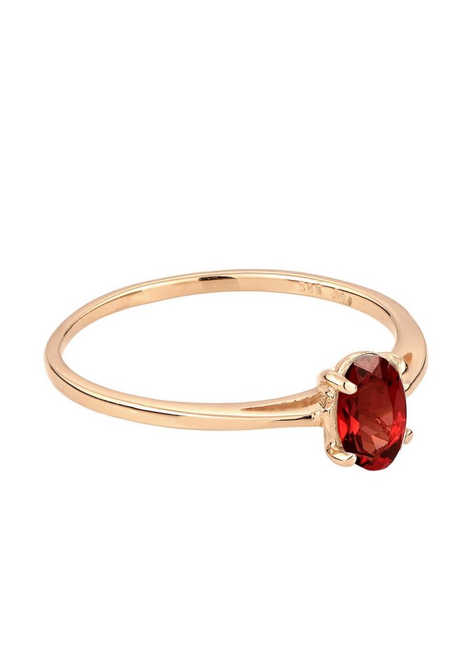 Elli Premium Fingerring Solitär Granat Dunkelrot 585 Gelbgold – Bild 5 von 5