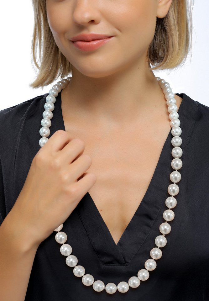 Elli Premium Perlenkette Lang mit Muschelkernperlen Weiß – Bild 4 von 4