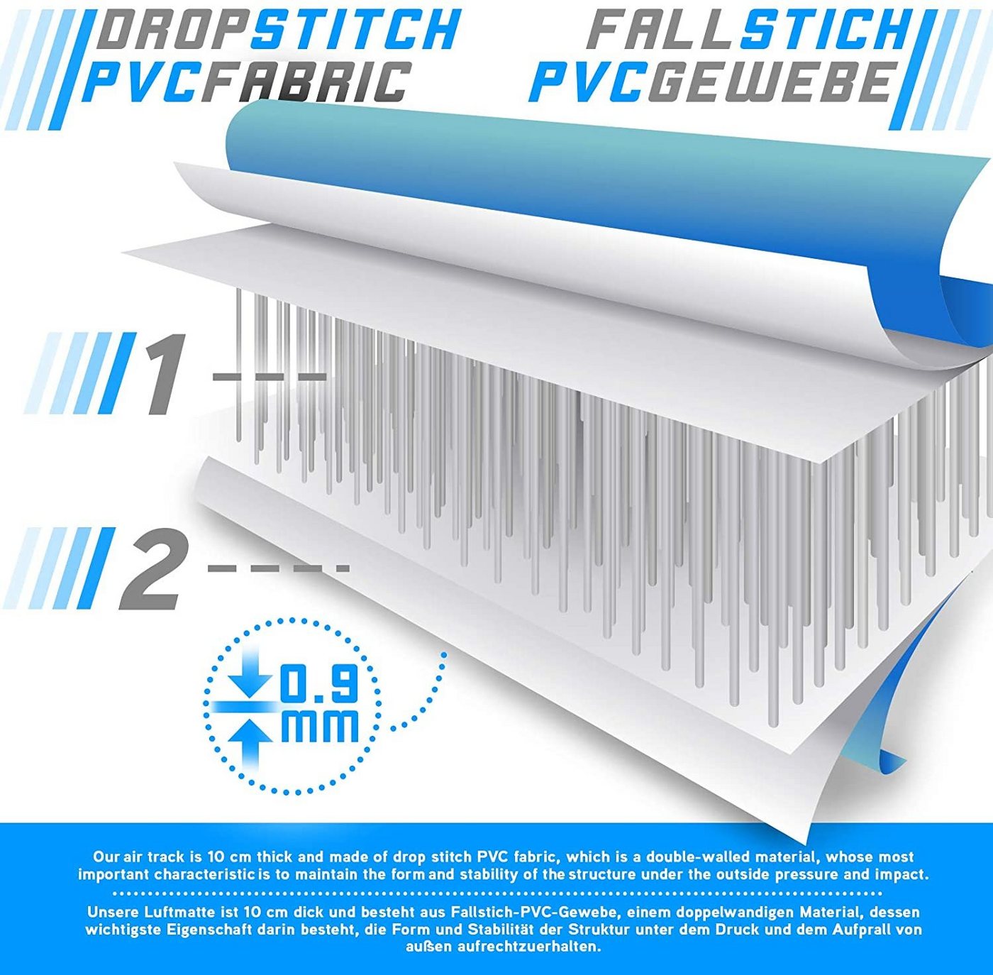 ELLUG Bodenturnmatte Airtrack/Turnmatte, aufblasbar, L.: 3/4/5m H.: 10/20cm – Bild 5 von 5