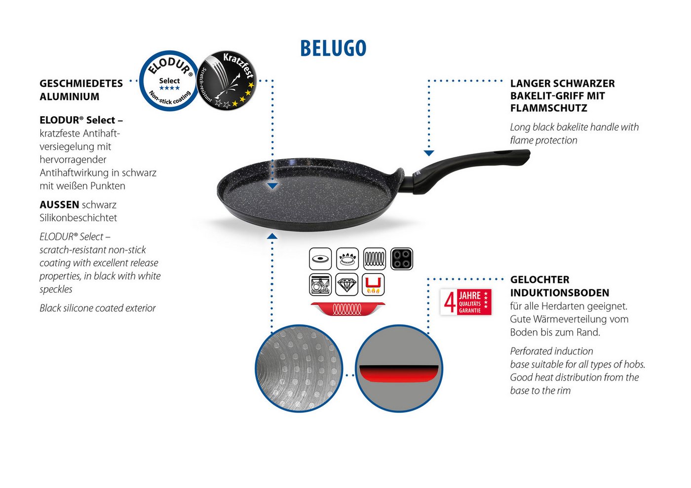 Elo Crêpepfanne Pure Belugo, Aluminium, Ø 26 cm, Induktion – Bild 3 von 5