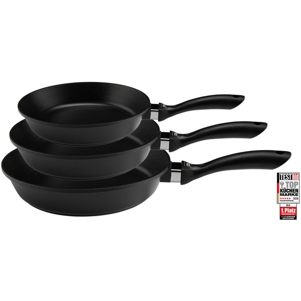 Elo Pfannen-Set Alucast, Aluminiumguss (Set, 3-tlg., je 1 Pfanne Ø 20/24/28 cm, H: 4,5/5/6 cm), Induktion